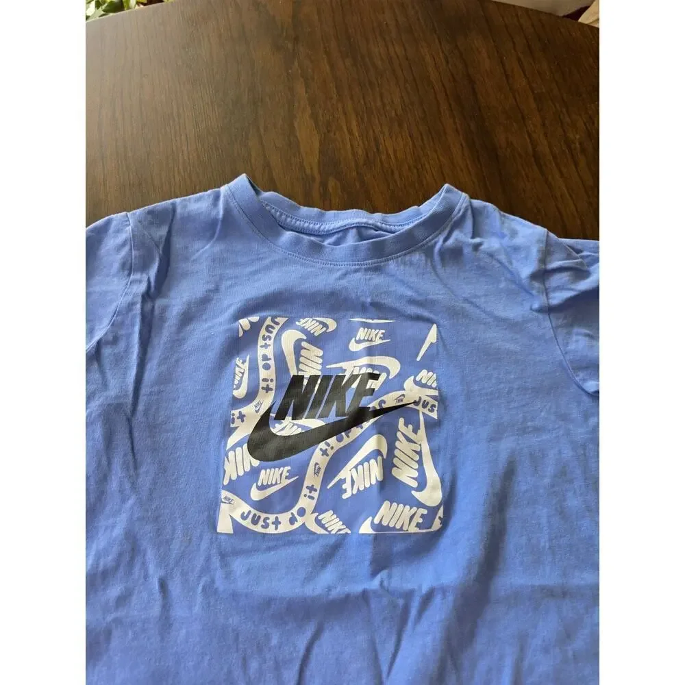 Nike‎ Kids T-Shirt Blue Graphic Logo Large